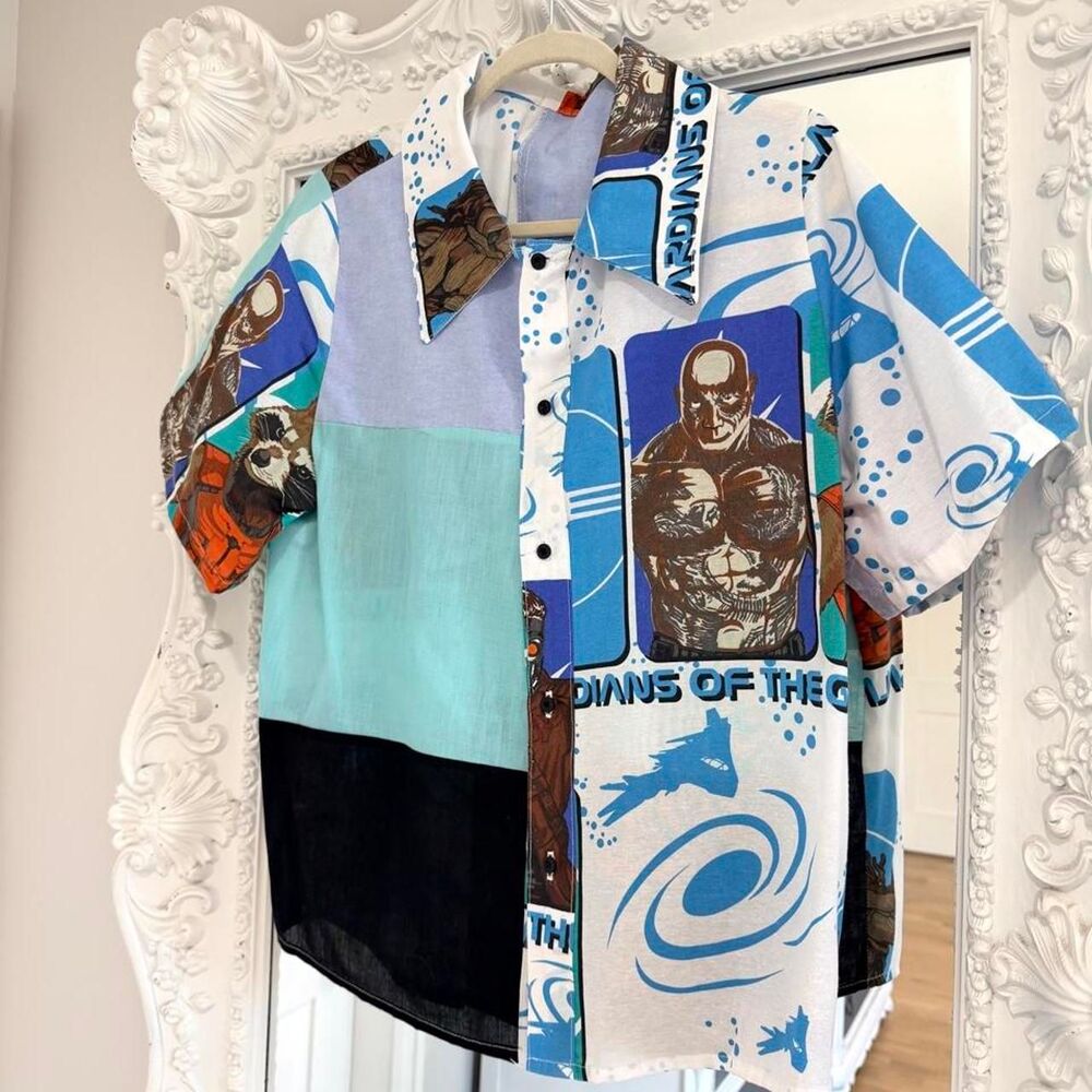 New York Couture Disney Guardians of the Galaxy Patchwork Button-down Shirt